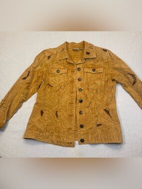 Chico's Embroidered Golden/Orange  Jean Jacket